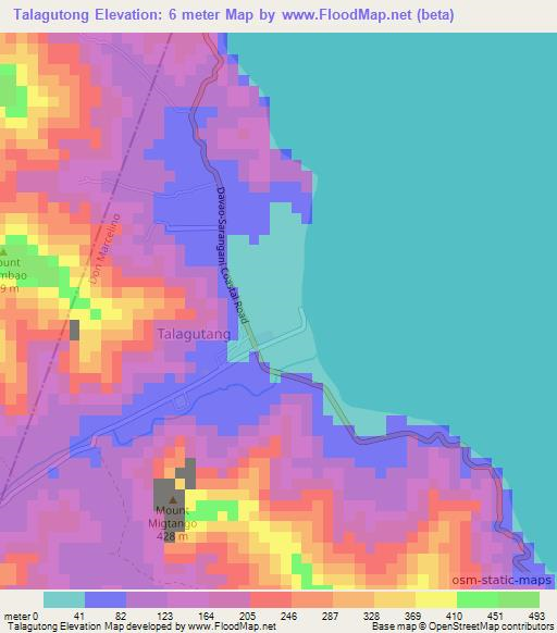 Talagutong,Philippines Elevation Map