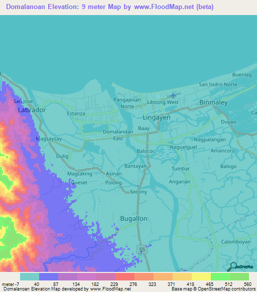 Domalanoan,Philippines Elevation Map
