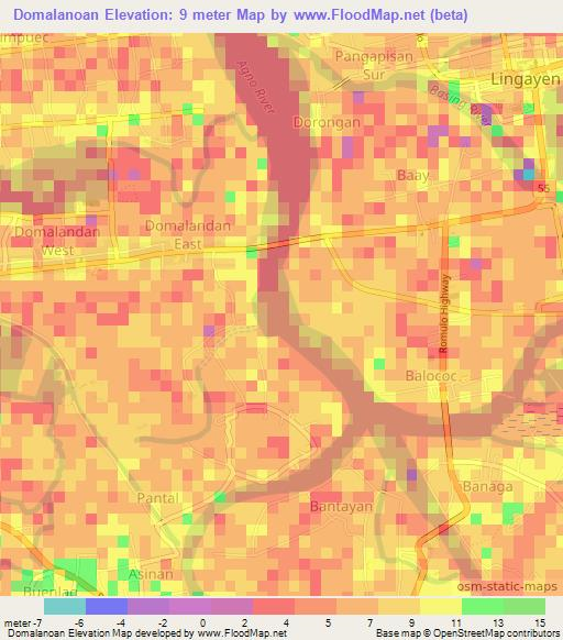 Domalanoan,Philippines Elevation Map
