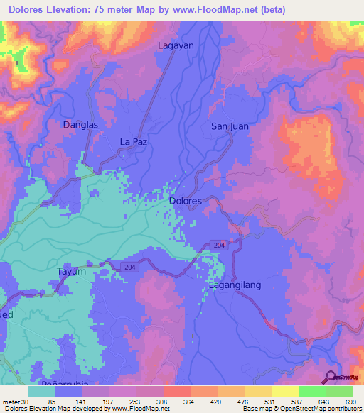 Dolores,Philippines Elevation Map
