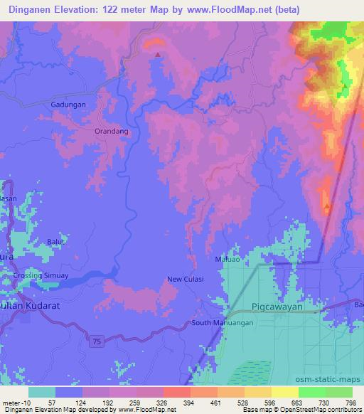 Dinganen,Philippines Elevation Map