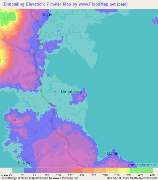 Dimataling,Philippines Elevation Map