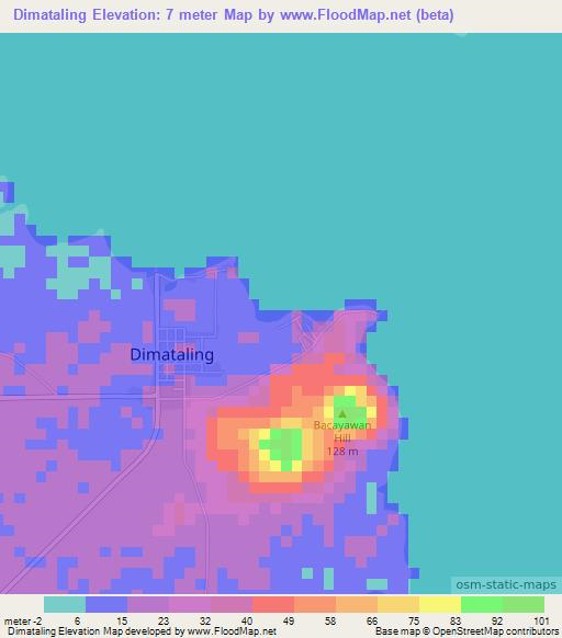 Dimataling,Philippines Elevation Map