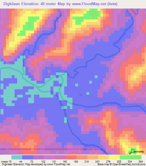 Digkilaan,Philippines Elevation Map