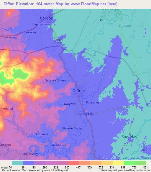 Diffun,Philippines Elevation Map