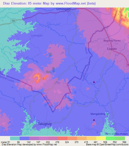 Diaz,Philippines Elevation Map