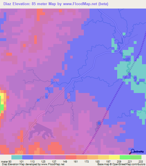 Diaz,Philippines Elevation Map