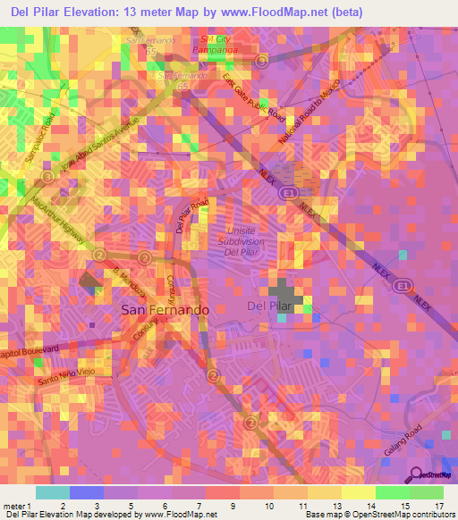 Del Pilar,Philippines Elevation Map