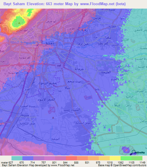 Bayt Saham,Syria Elevation Map