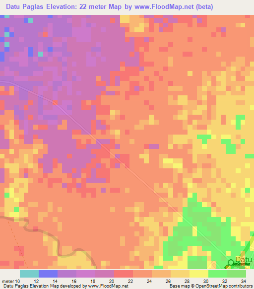 Datu Paglas,Philippines Elevation Map