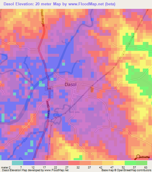Dasol,Philippines Elevation Map
