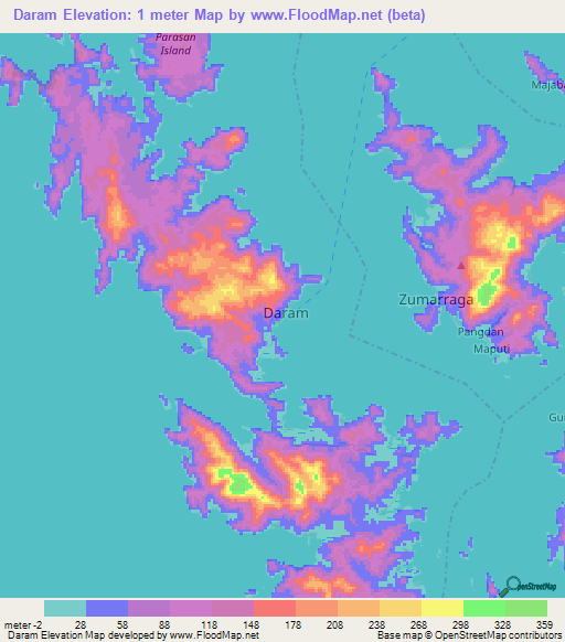 Daram,Philippines Elevation Map