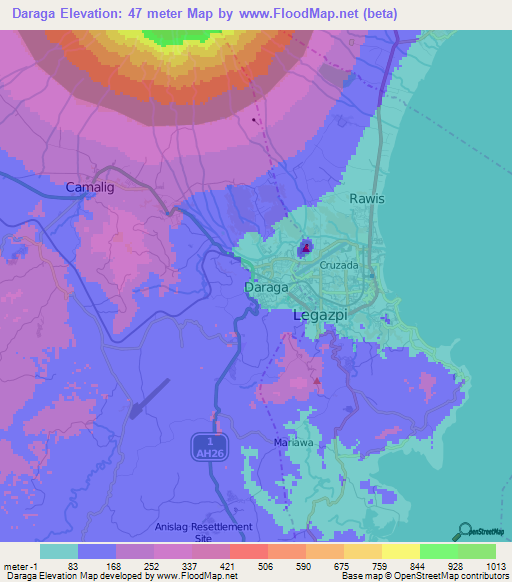 Daraga,Philippines Elevation Map