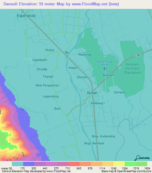 Dansuli,Philippines Elevation Map
