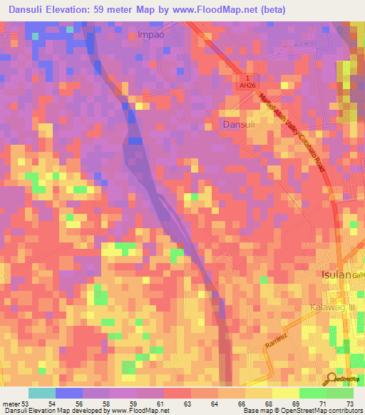 Dansuli,Philippines Elevation Map