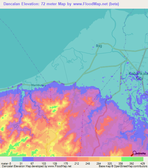 Dancalan,Philippines Elevation Map
