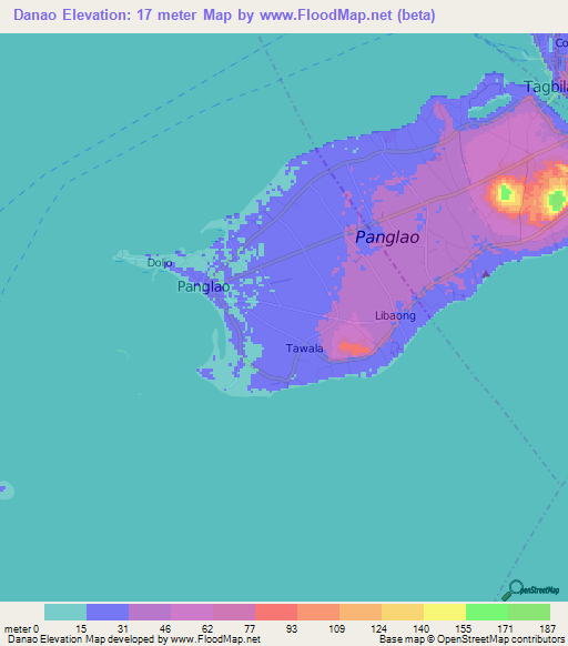 Danao,Philippines Elevation Map