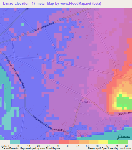 Danao,Philippines Elevation Map