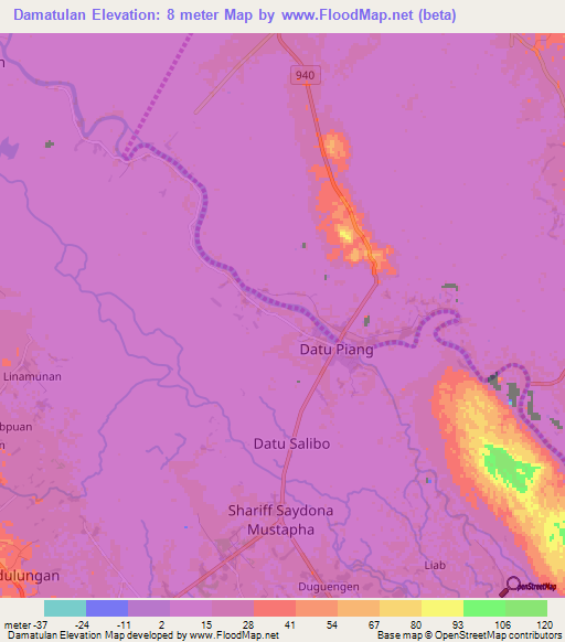 Damatulan,Philippines Elevation Map