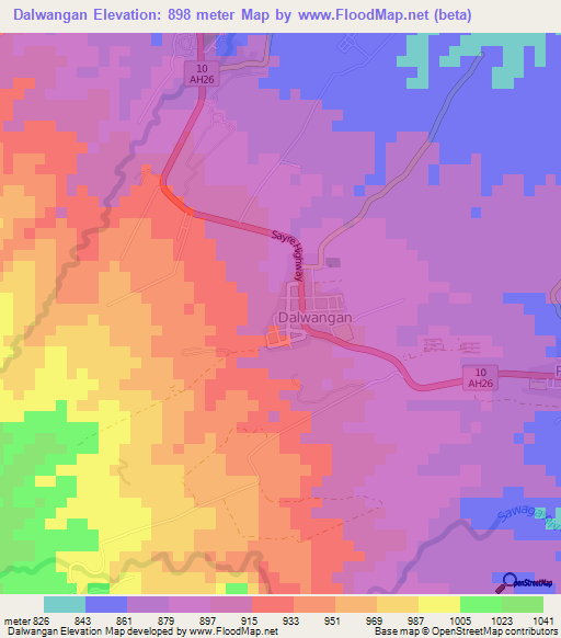 Dalwangan,Philippines Elevation Map