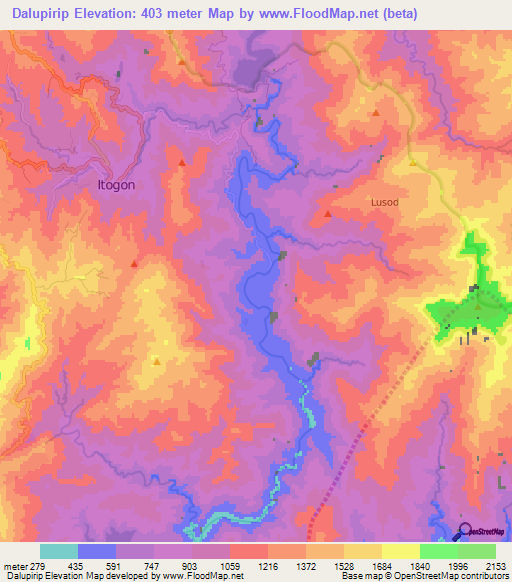 Dalupirip,Philippines Elevation Map