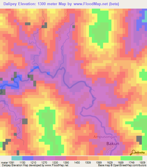Dalipey,Philippines Elevation Map