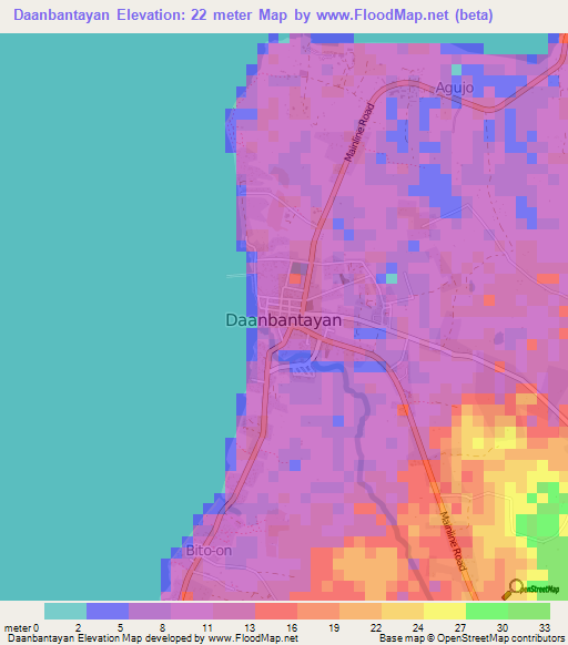 Daanbantayan,Philippines Elevation Map