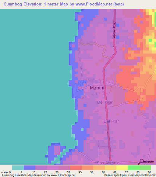 Cuambog,Philippines Elevation Map