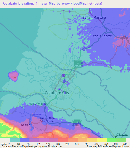 Cotabato,Philippines Elevation Map