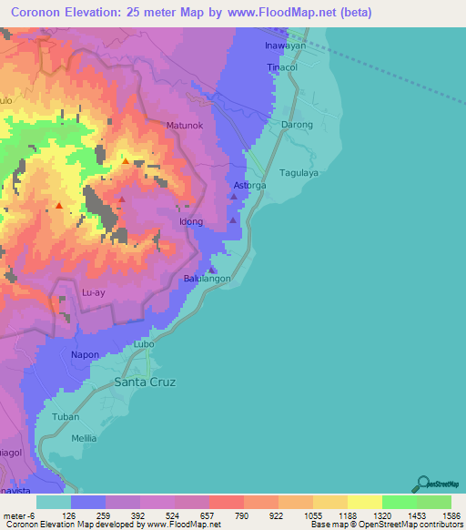 Coronon,Philippines Elevation Map