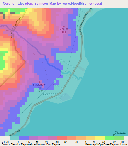 Coronon,Philippines Elevation Map