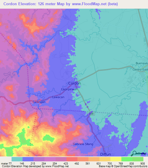 Cordon,Philippines Elevation Map