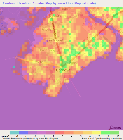 Elevation of Cordova,Philippines Elevation Map, Topography, Contour