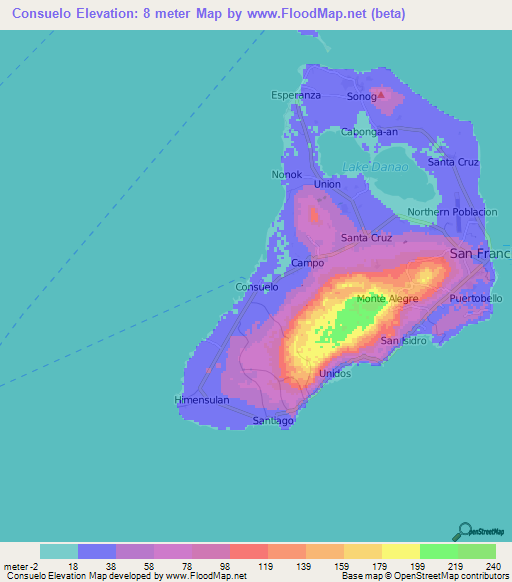 Consuelo,Philippines Elevation Map