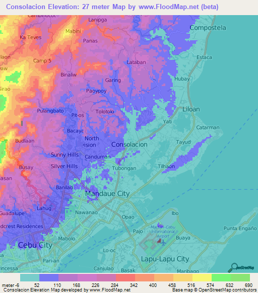 Consolacion,Philippines Elevation Map