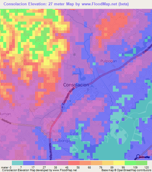 Consolacion,Philippines Elevation Map