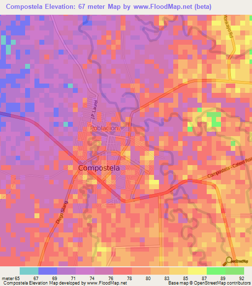Compostela,Philippines Elevation Map