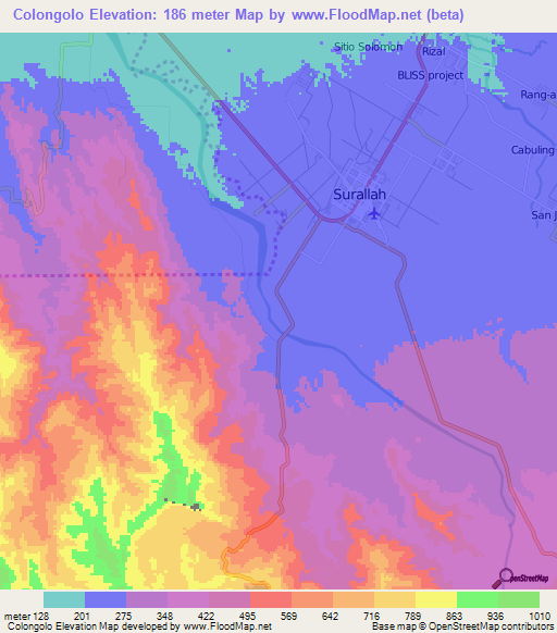Colongolo,Philippines Elevation Map
