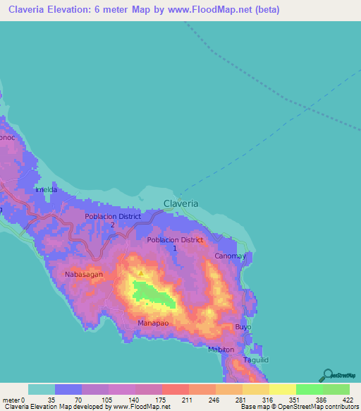 Claveria,Philippines Elevation Map
