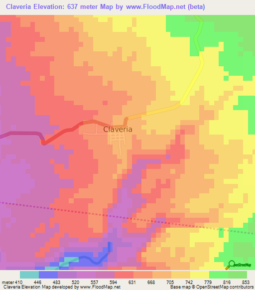 Claveria,Philippines Elevation Map