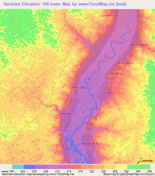 Barsham,Syria Elevation Map