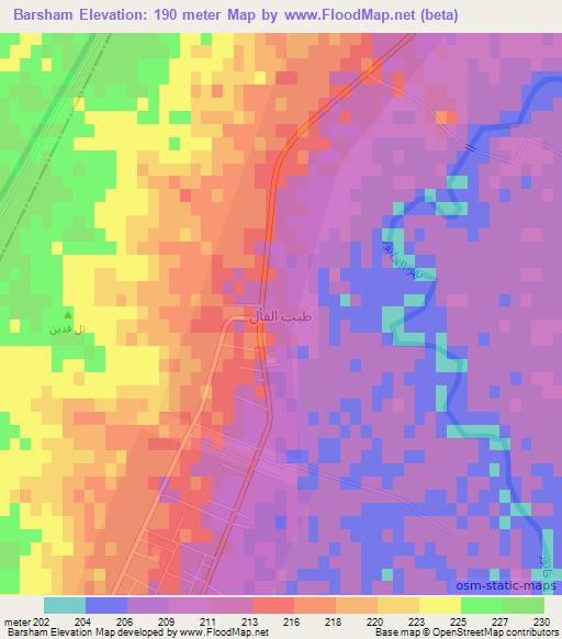 Barsham,Syria Elevation Map