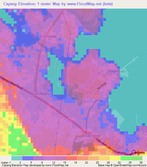 Cayang,Philippines Elevation Map