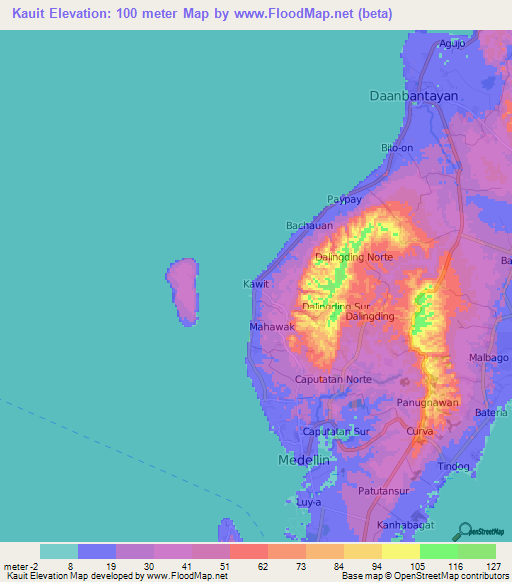 Kauit,Philippines Elevation Map