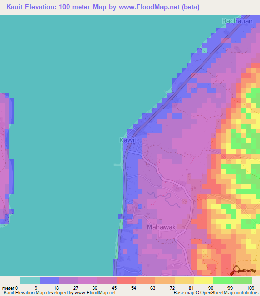 Kauit,Philippines Elevation Map