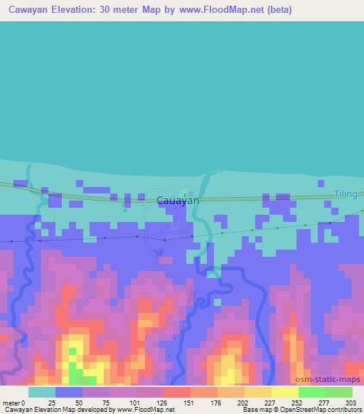 Cawayan,Philippines Elevation Map