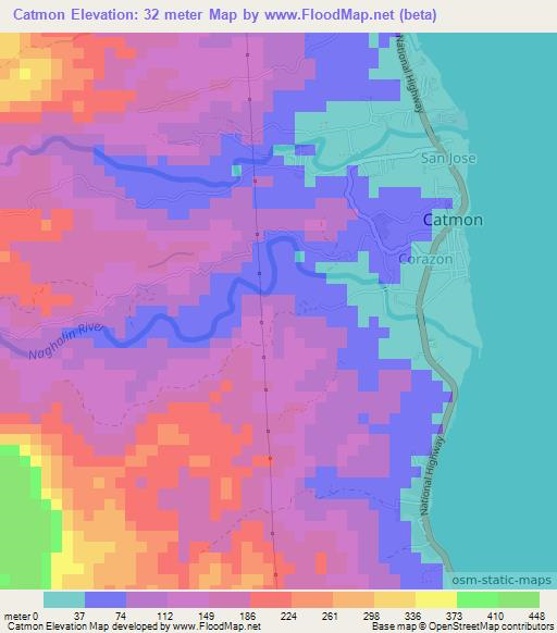 Catmon,Philippines Elevation Map
