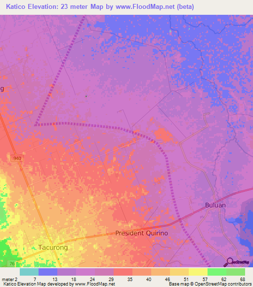 Katico,Philippines Elevation Map