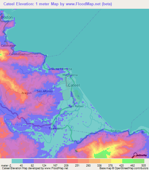 Cateel,Philippines Elevation Map