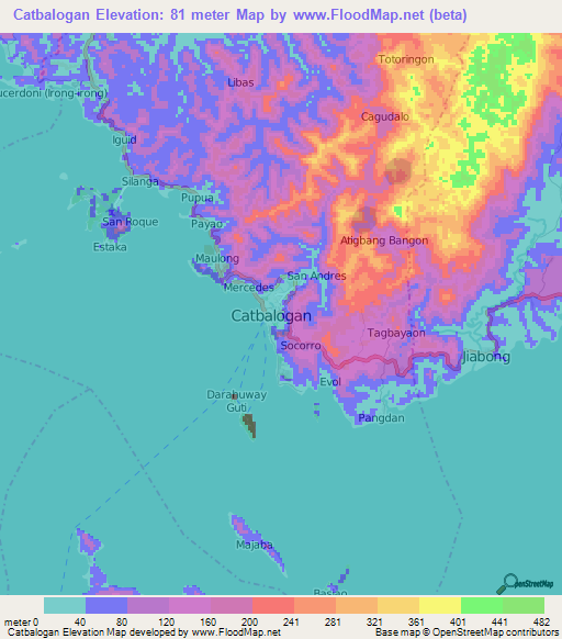 Catbalogan,Philippines Elevation Map